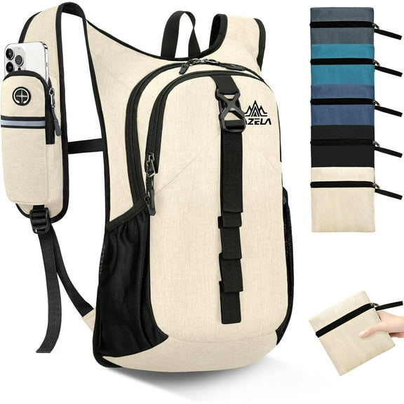 15L Small Hiking Backpack for Women Men, Foldable Packable Backpack with Phone Pocket, Lightweight Travel Daypack for Hiking Camping Outdoor (Black)