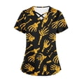 thumbnail image 4 of Tops Cortos para las Mujeres, Halloween Impreso en Cuello en V con Bolsillo, Moda Casual Manga Corta, 4 of 5