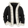 thumbnail image 5 of Men's New Fleece-Lined Hooded Cardigan Hoodie - Black L, 5 of 6