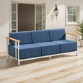 thumbnail image 3 of Opohoro 79.1" Wide Outdoor Powder Coated Steel Patio Sofa, Deep Seating Outdoor Couch with 10" Thick Cushions, Blue, 3 of 8
