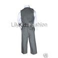 thumbnail image 4 of Baby Toddler Boy 4 PC Vest Set Pinstripe Formal Wedding Tuxedo Suit Gray S-20, 4 of 7