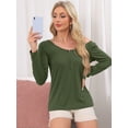 thumbnail image 2 of DARING DIVA Long Sleeves Pullover Solid Round Neck Pajama Tops XS Green, 2 of 5