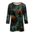 thumbnail image 6 of Womens Halloween Shirts Funny 3/4 Sleeve Tops Spooky Castle Printed T Shirts Horror Crew Neck Pullover Holiday Three Quarter Length Blouses, S, 6 of 7