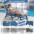 thumbnail image 2 of LOYALICE Adjustable Wheeled HDPE Plastic Outdoor Patio Lounge Chair W/ Cup Holder,78.3"x25.1"x16.3", Navy Blue, 2 of 11