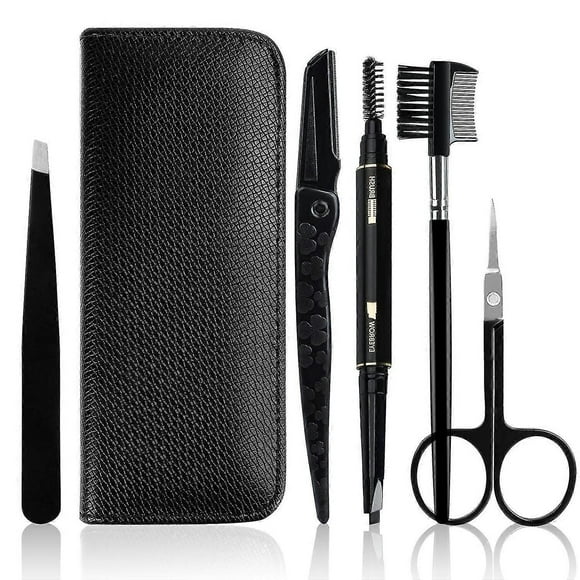 Set de 5 piezas para cejas con estuche negro, kit para cejas para hombres y mujeres