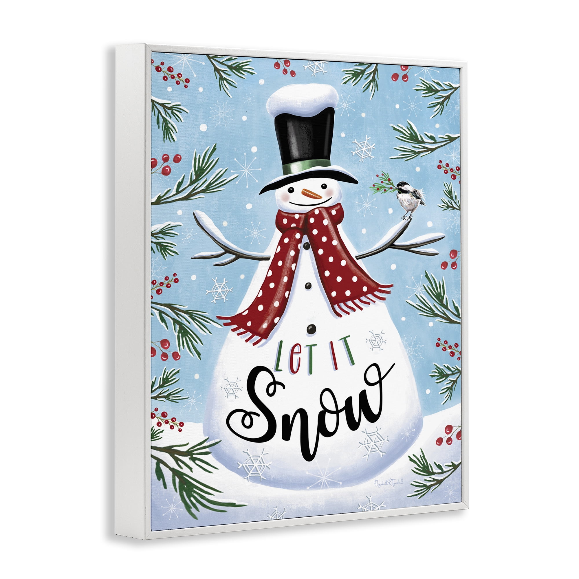Stupell Industries Let It Snow Phrase Holiday Painting White Framed Art Print Wall Art, 24 x 30