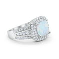 thumbnail image 2 of Halo Art Deco Ring Princess Cut Lab Created White Opal 925 Sterling Silver Size 10, 2 of 7