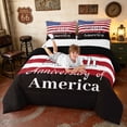thumbnail image 3 of Manfei Classic US Flag Queen Comforter Set, 250th Anniversary of America Print Comforter Sets Queen, Red White Blue, Black Reversible 3pcs, 1 Comforter and 2 Pillowcases, 3 of 6