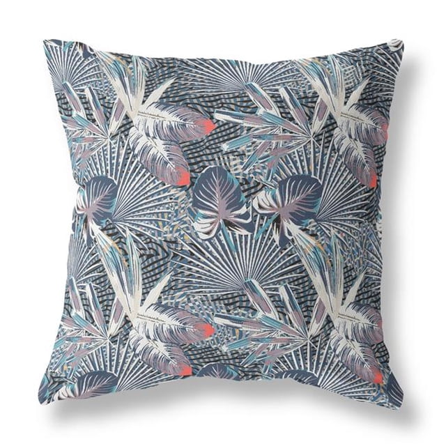 HomeRoots 414246 20 in. Tropical Intérieur & Extérieur Jeter Oreiller&44; Gris&44; Violet & Indigo