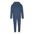 thumbnail image 3 of safuny Men's 2 Piece Outs Sweatsuit Loose Lounge Sets Clothing Fashion Fall Spring Winter Long Sleeve Shirts Crew Neck Pullover Wide Leg Pants Solid Tees Blue XL, 3 of 5