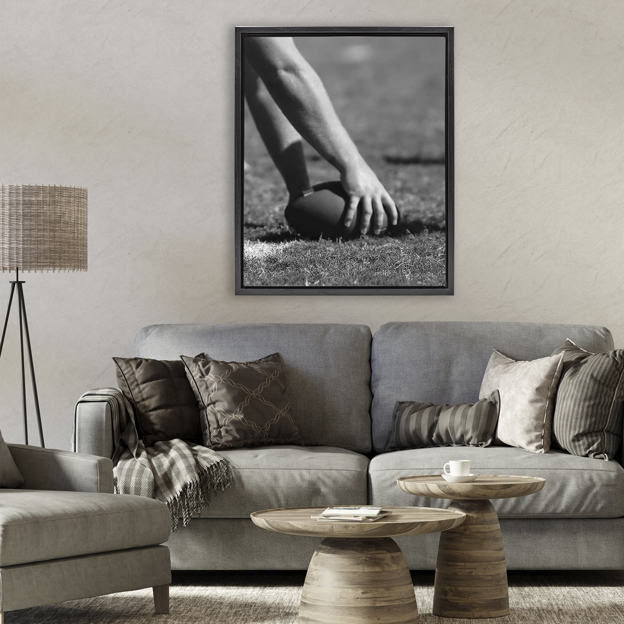 Stupell Industries Football Hike in Action Black Framed Floater Canvas Wall Art, design by Marcus Prime
