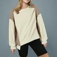 thumbnail image 2 of Towmus Oversized Sweatshirt for Women Waffle Knit Color Block Crewneck Long Sleeve Casual High Low Pullover Sweatshirts Tops, 2 of 5