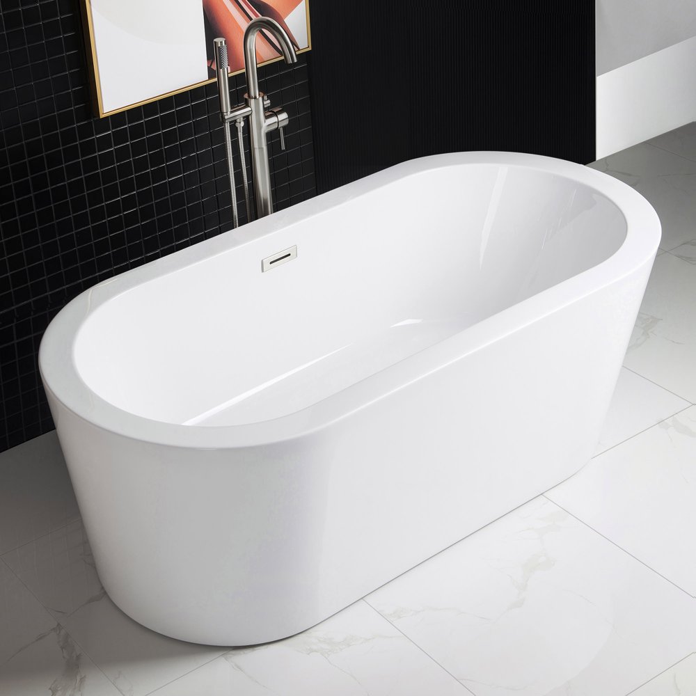 Woodbridge 67" Freestanding Bathtub Acrylic with Brushed Nickel