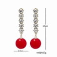 thumbnail image 2 of Silver Needle Set With Diamond Luxury Flash Diamond Large Pearl Personality Red Earrings 26-27s, 2 of 4
