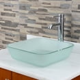 thumbnail image 2 of Elite Frosted Square Tempered Glass Flat Bottom Bathroom Vessel Sink Bowl with Chrome Pop-up Drain - 1502+P01C, 2 of 5