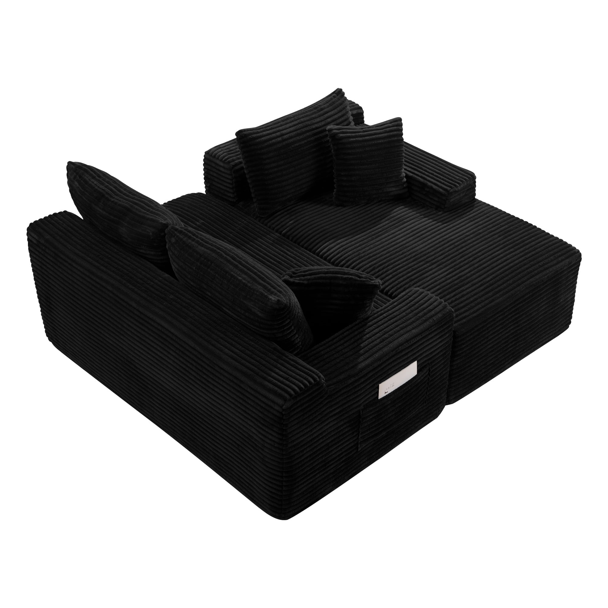 106.3 Inch Cloud Modular Sectional Sofa Couch with L-Shape Chaise, Deep Seat Corner Couch with Reversible Chaise Lounge for Living Room No Assembly, Black