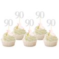 thumbnail image 1 of Cupcake Toppers Sotpot para 90 cumpleaños, 90 años, 30 unidades, color plateado, 1 of 6