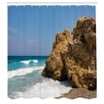 thumbnail image 2 of Ambesonne Teal Tropical Shower Curtain, Rhodes Island Coast, 69"Wx84"L, Ginger and Pale Blue, 2 of 4