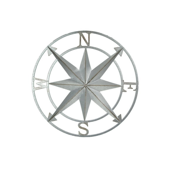 Zeckos Galvanized Metal Nautical Compass Rose Wall Décor 20.5 inch