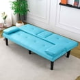 thumbnail image 4 of FFH 67" Futon with Cup Holders for Office, Living Room, Blue PVC, 4 of 8
