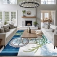 thumbnail image 3 of 5'x8' Area Rugs, Nautical Compass Indoor Outdoor Area Rug for Living Room Bedroom, Coastal Ocean Shell Seaweed Washable Bathroom Rugs Kitchen Floor Carpet Mats Home Decor Aesthetic, 3 of 8