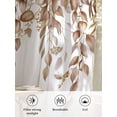 thumbnail image 6 of Sheer Curtains 54 Inch Length 2 Panels Set for Kitchen, Eucalyptus Leaves Semi Sheer Curtains for Windows, Brown Summer Botanical Weeping Voile Window Treatments Rod Pocket Curtain, 6 of 7