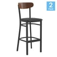 thumbnail image 2 of Flash Furniture Wright 31.875"H Square Full Back Restaurant Dining Barstool, Walnut/Black (Set of 2), 2 of 13
