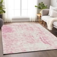 thumbnail image 3 of HomeRoots 675463 3 x 5 ft. Pink & Ivory Abstract Transitional Washable Machine Made Rectangle Area Rug with UV Protection, 3 of 9