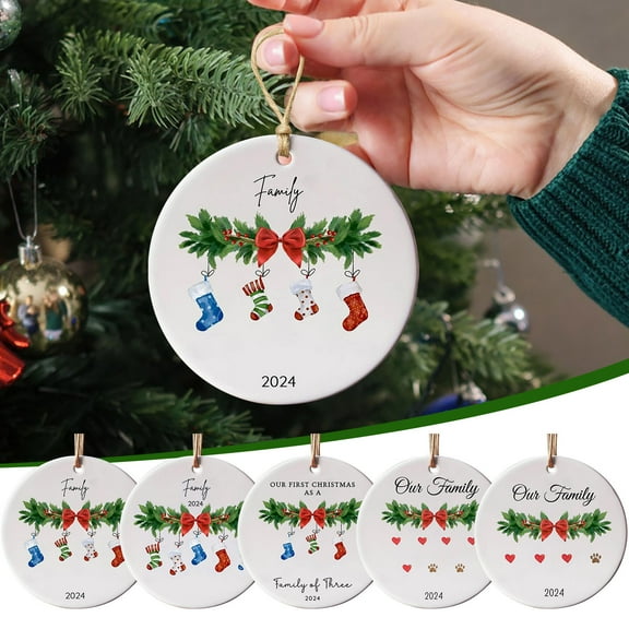 2024 Christmas Hanging Decorations Acrylic Round Ornaments Gifts for Family Colleagues and Ideal for Christmas Tree and Home Decor 3.15x3.15 inches