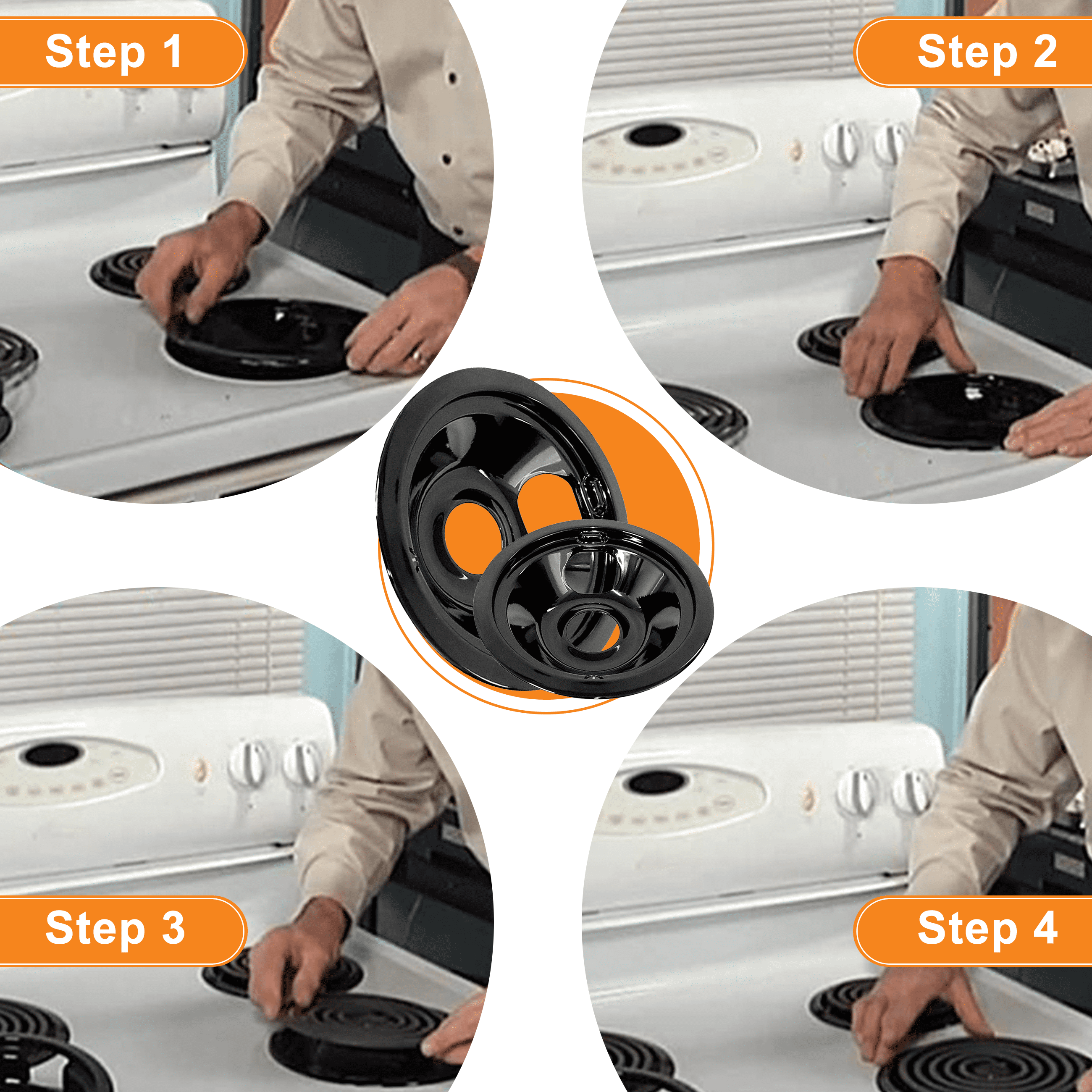 Beaquicy Non-stick Porcelain Drip Pan Bowls for Electric Range Stovetop Burner