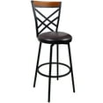 thumbnail image 4 of eHemco Swivel Metal Kitchen Counter Barstool with Double X Back Upholstered Faux Leather Seat, Espresso and Black, Set of 2, 4 of 9