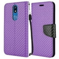 thumbnail image 3 of GSA Carbon Fiber Flip Wallet Case for LG K40, Harmony 3 - Purple/Black, 3 of 4
