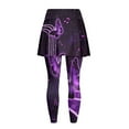 thumbnail image 4 of FUIALDOLG Purple Butterflies Leggings with Skirt,Full Length Yoga Leggings with Pockets,Comfy Stretchy Lady Tennis Skorts Skirts with Pants Golf Clothing,Size 2XL, 4 of 7