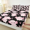 thumbnail image 3 of Manfei Black Pink Axolotl Twin Sheet Sets for Teens, Romantic Love Heart Twin Fitted Sheet, Kawaii Animal Flat Sheet, Breathable Home Decor, 3-Piece, 3 of 7