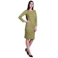 thumbnail image 4 of Moomaya Printed Full Sleeve Bodycon Dress for Women Scoop Neck Side Slit Casual Clothing, 4 of 8