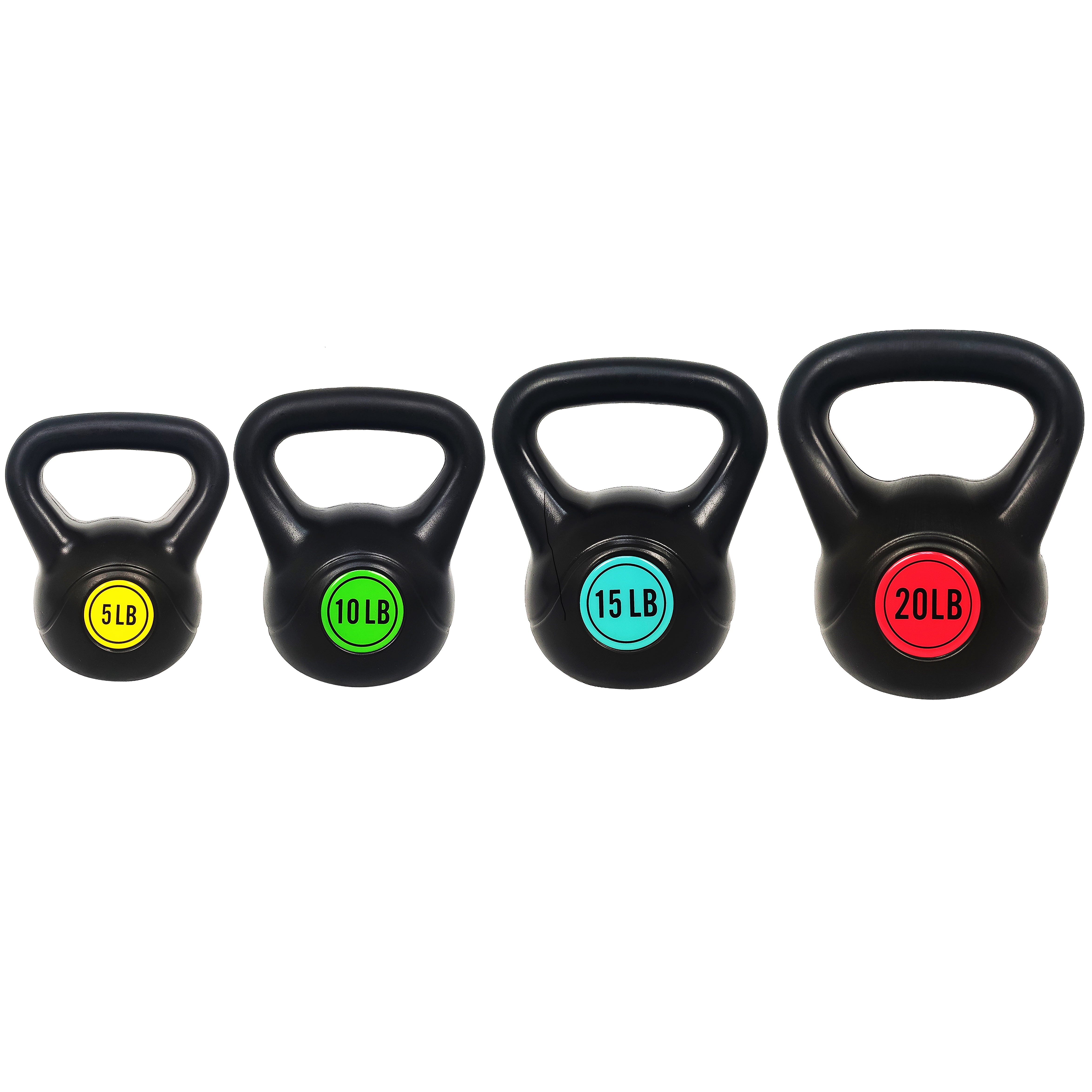 GIANNA Kettlebell Set of 4 – Wide Grip Kettlebell Exercise Fitness Weight Set - Include 3 Kettlebells in 5 lbs, 10 lbs, 15 lbs, 20 lbs