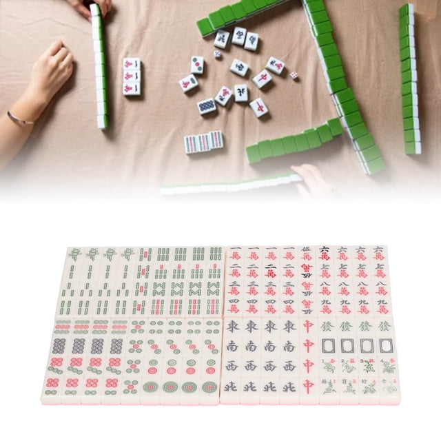 Small Mahjong Toy, Small Traditional Mahjong Chinese For Home ,Blue,Green,Ivory