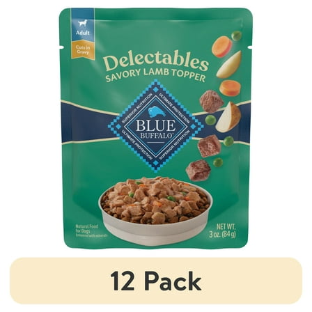 (12 pack) Blue Buffalo Delectables Natural Wet Dog Food Topper, Lamb Dinner 3oz