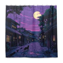 Yayeee Shower Curtain with Hooks 72"x72" Waterproof Fabric Bathroom Hanging Decor, Purple Street