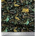thumbnail image 2 of Soimoi Black Cotton Duck Fabric Dinosaur Leaves Printed Craft Fabric by the Yard 42 Inch Wide, 2 of 3