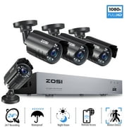ZOSI 1080P H.265+ Home Security Camera System,5MP Lite 8 Channel Surveillance DVR and 4 x 1080p Weatherproof CCTV Dome Camera Outdoor Indoor with 80ft Night Vision, Motion Alerts, NO Hard Drive