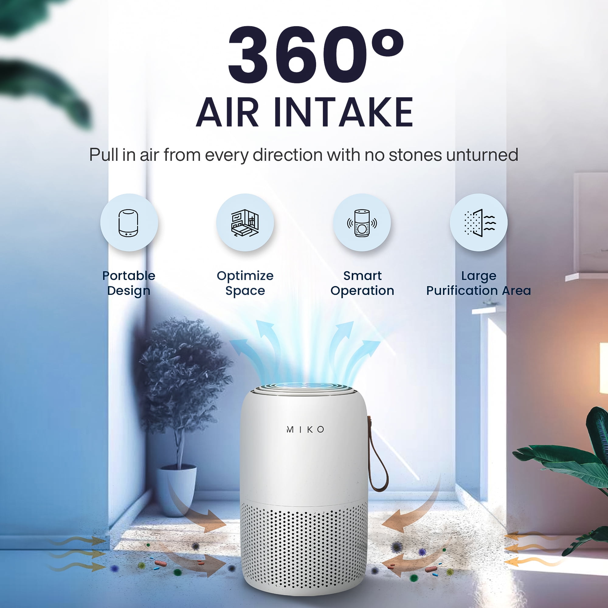 Miko Air Purifier for Large Room up to 770 Sqft H13 True HEPA
