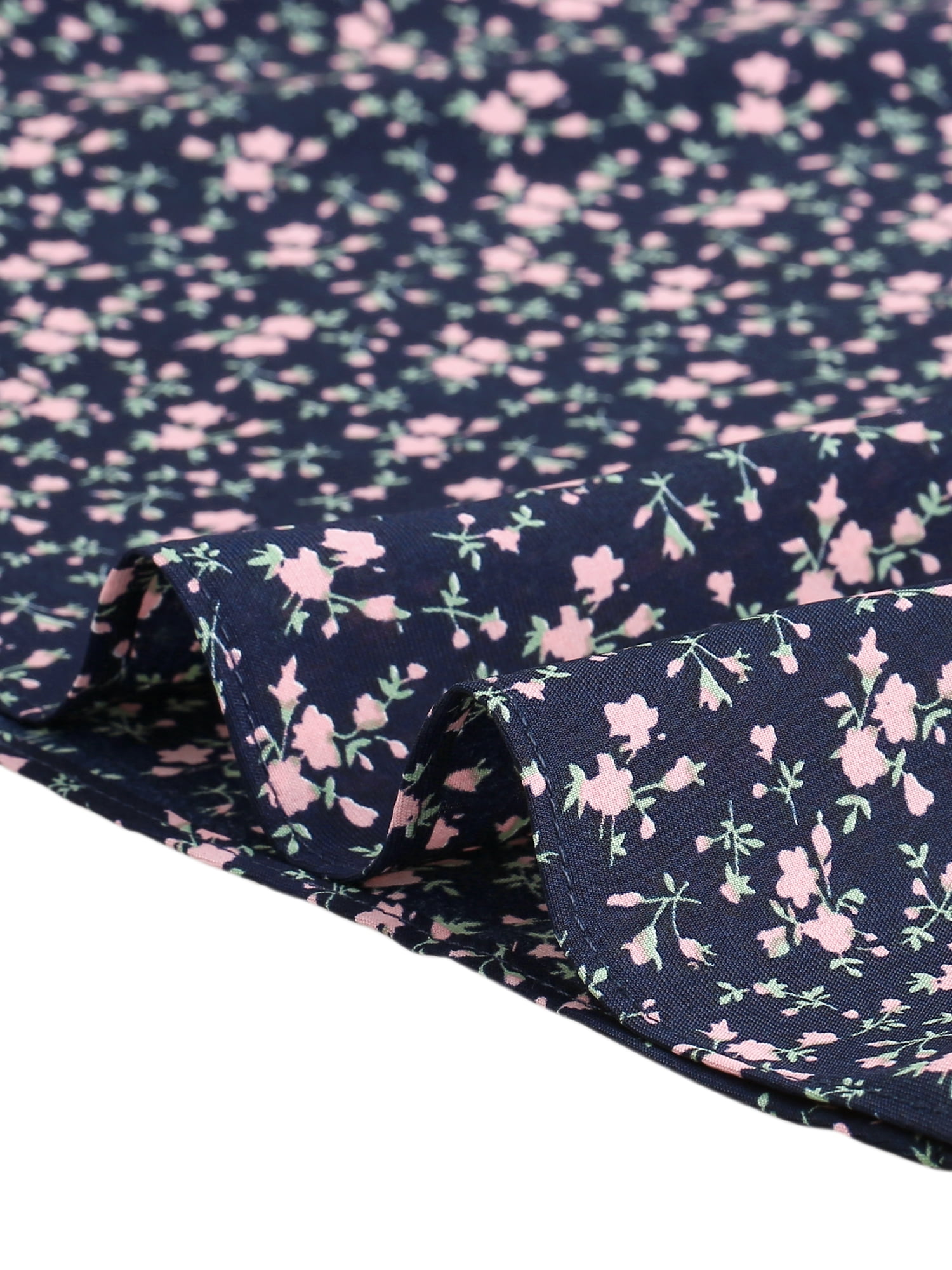 DARING DIVA Women's Elastic Waist A-Line Floral Print Midi Skirt M Navy Pink