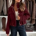 thumbnail image 2 of JGGSPWM Fleece Jackets for Women Casual Long Sleeve Drawstring Waist Stand Collar Zip Up Jacket Coats with Pockets Red XXL, 2 of 7