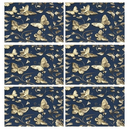 

Ryvnso Placemats Set of 6 3d Butterflies-d5 Dining Mats Heat-Resistant Non-Slip Washable Table Mat
