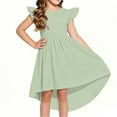 thumbnail image 2 of Xdegoge Kids Clothing Girls Dresses Size 6/7 Tween Girls Summer Dress Formal Ruffle Sleeve A Line Casual Party Elegant Dresses for Wedding Party with Pockets Vestidos Verdes Vestido Dorado, 2 of 9