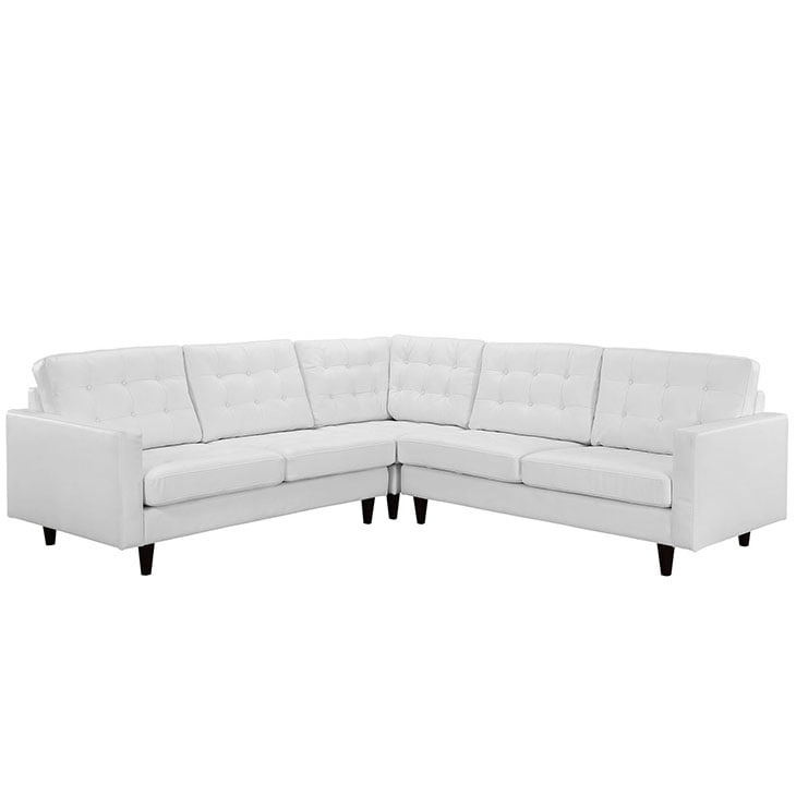 Empress Bonded Leather Sectional Sofa SetColorWhite
