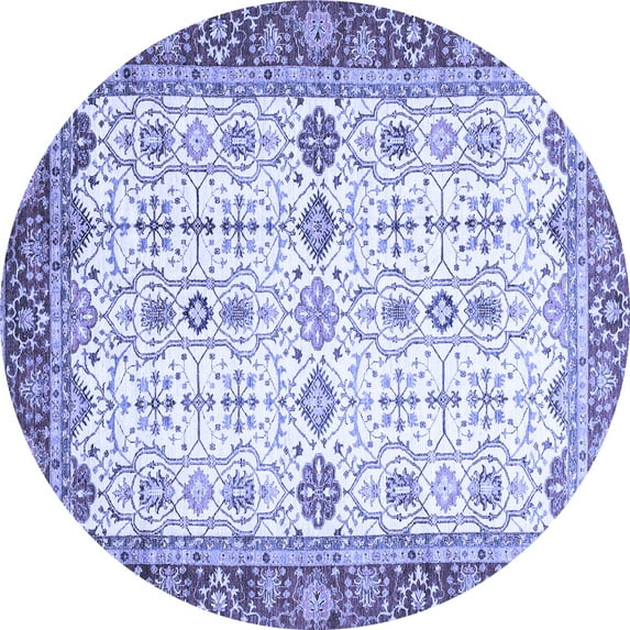 Ahgly Company Indoor Round Oriental Blue Traditional Area Rugs, 3' Round