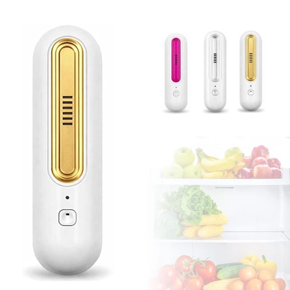 Rechargeable Odor Eliminator for Fridge, Compact Cordless Odor Eliminator with No Filter Replacement, Odor Control for Kitchen Freezer & Food Storage (Gold)