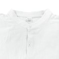 thumbnail image 5 of Miluxas Men's Cotton Linen Long Sleeve Shirts Casual Button Down Banded Collar Shirt Beach Summer Tops White XL(XL), 5 of 9
